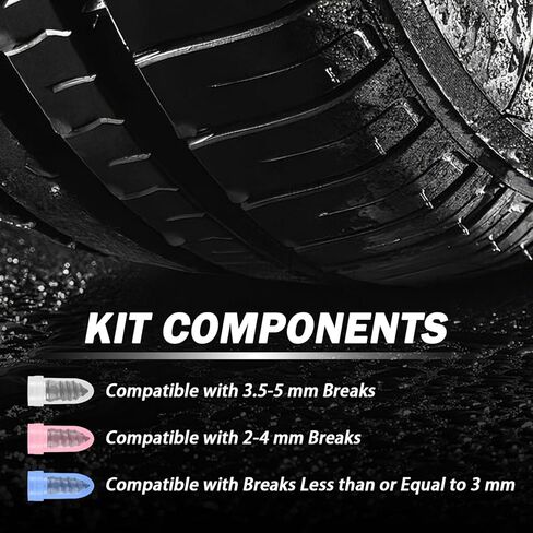 100PCS Tire Plugs Kit,3 Sizes Tire Repair Rubber Nails Kit for Self-Service with Screwdriver,Professional Screw in Tires Plugs Kits as Complete Tires Repair Kits for Emergency Use in Kuwait