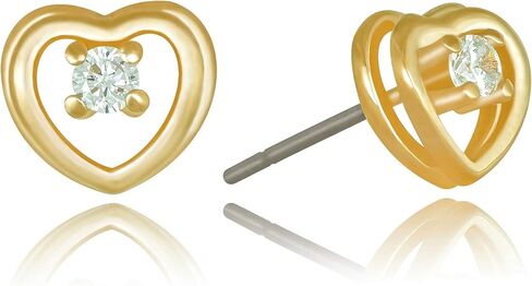 LIFETIME JEWELRY 8mm Cubic Zirconia Heart Stud Earrings for Women 24k Gold Plated in Saudi Arabia