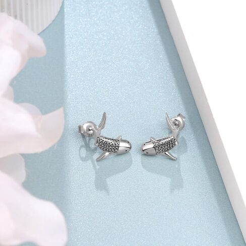 Whale Shark Gifts S925 Sterling Silver Shark Earrings Cute Sea Animal Jewelry Gifts for Women in Saudi Arabia