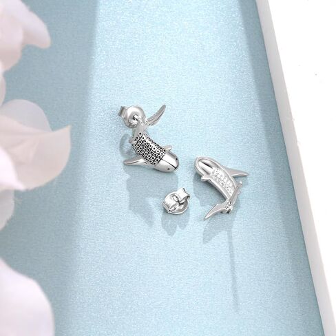 Whale Shark Gifts S925 Sterling Silver Shark Earrings Cute Sea Animal Jewelry Gifts for Women in Saudi Arabia