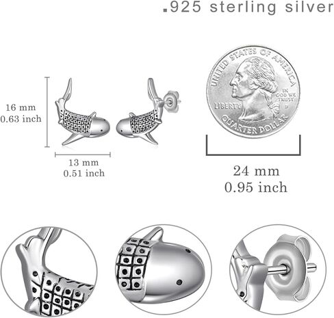 Whale Shark Gifts S925 Sterling Silver Shark Earrings Cute Sea Animal Jewelry Gifts for Women in Saudi Arabia