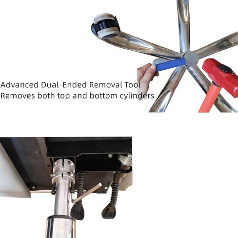 Office Chair Gas Lift Cylinder Replacement Kit, Class 4 Heavy Duty SGS Certified, 2" Chrome Gas Cylinder with Dual-Ended Removal Tool for Top & Bottom, Universal Fit for Office & Gaming Chairs in Kuwait