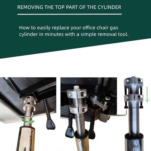 Office Chair Gas Lift Cylinder Replacement Kit, Class 4 Heavy Duty SGS Certified, 2" Chrome Gas Cylinder with Dual-Ended Removal Tool for Top & Bottom, Universal Fit for Office & Gaming Chairs in Kuwait