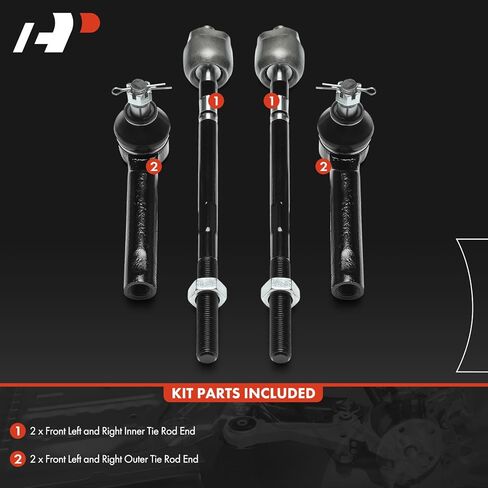 A-Premium Set of 4, Front Inner & Outer Tie Rod End Kit, Compatible with Subaru Outback 2000-2004, Legacy 1998-2004, Baja 2003-2006 in Saudi Arabia