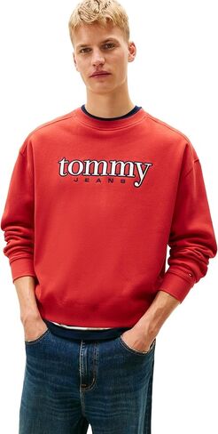 Tommy Jeans Men's Medium Weight Crewneck Sweatshirt With Two-tone Embroidered Logo in Kuwait