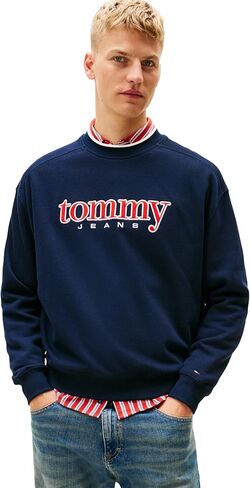 Tommy Jeans Men's Medium Weight Crewneck Sweatshirt With Two-tone Embroidered Logo in Saudi Arabia