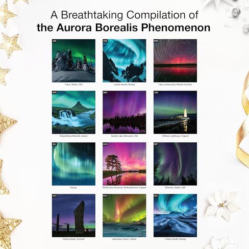RED EMBER Aurora Borealis Mini 2025 Wall Calendar 12 Month | 7" x 14" Open | Thick & Sturdy Paper | Giftable | Calendar 2025 in Kuwait