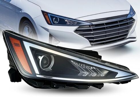 استبدال مجموعة المصابيح الأمامية من ALLIGATOR AUTO LIGHTS لسيارة Hyundai Elantra 2019-2020، مصابيح أمامية من الجانب الأيمن/الراكب، متضمنة، متوافقة مع DOT/SAE، 92102-F3500 / HY2503233 in Kuwait