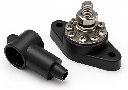 MGI SpeedWare 3/8" Power Distribution Block, 8 Point Bus Bar Junction Post with Cover (Red) in Saudi Arabia