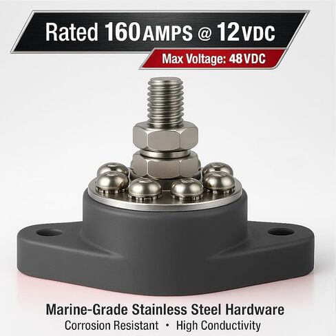 MGI SpeedWare 3/8" Power Distribution Block, 8 Point Bus Bar Junction Post with Cover (Red) in Saudi Arabia