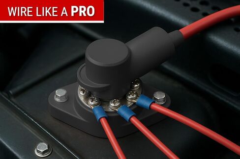 MGI SpeedWare 3/8" Power Distribution Block, 8 Point Bus Bar Junction Post with Cover (Red) in Saudi Arabia