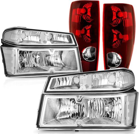 APSVE 4PCS Headlight w/Bumper Lights Tail Light Set Compatible with 2004-2012 Chevy Colorado/GMC Canyon, 2006-2008 Isuzu I-Series, Black Housing Clear Cormer Passenger & Driver Side in Saudi Arabia