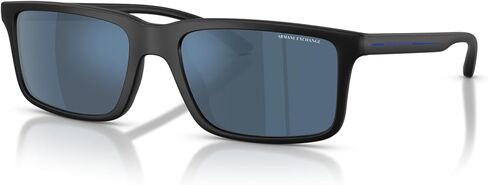 نظارات شمسية من Armani Exchange AX AX4157SU بمقاس عالمي، أسود غير لامع/أزرق داكن، أزرق عاكس، 57 ملم in Saudi Arabia