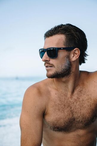 I-SEA Men's Wyatt Polarized Sunglasses - Square Sunglasses for Men, Mens Sunglasses with Scratch-Resistant Lenses, Trendy Sunglasses with Hand-Polished Frame - Sea Frame, Smoke Polarized Lens in Saudi Arabia
