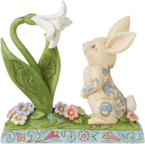 Enesco Jim Shore Heartwood Creek Bunny and Easter Lily Figurine- Stone Resin Hand Crafted Collectible Figurines Easter Home Decor Statue, 5.28 Inch in Saudi Arabia