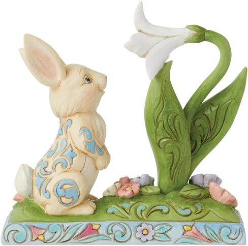 Enesco Jim Shore Heartwood Creek Bunny and Easter Lily Figurine- Stone Resin Hand Crafted Collectible Figurines Easter Home Decor Statue, 5.28 Inch in Saudi Arabia