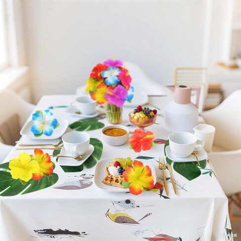 60Pcs Hawaiian Flowers,Tropical Decor Tropical Flowers Include Hibiscus Flowers Artificial and Palm Leaves,Hawaiian Decorations Luau Table Decorations for Jungle Beach Theme Birthday Party in Saudi Arabia