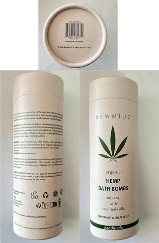 Organic Hemp Bath Bombs Set - Infused Peppermint & Eucalyptus Essential Oil - Luxurious Bath Essentials for Dry Skin - Immerse Yourself in A Blissful Spa-Like Experience with Our Set in Kuwait