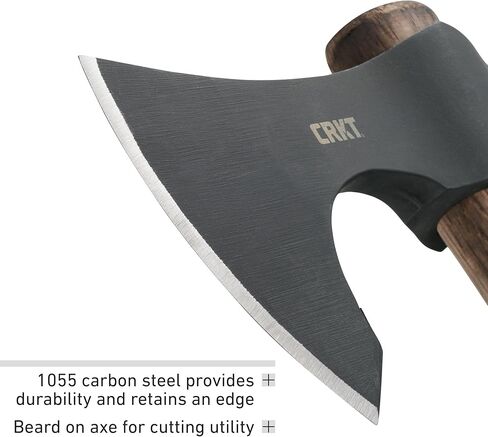 CRKT Berserker Axe: Two Handed Outdoor Axe, Forged 1055 Carbon Steel Blade, Hickory Handle 2736 in Kuwait