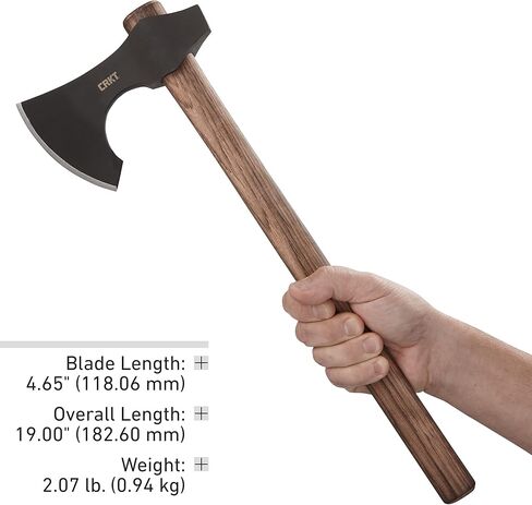 CRKT Berserker Axe: Two Handed Outdoor Axe, Forged 1055 Carbon Steel Blade, Hickory Handle 2736 in Kuwait
