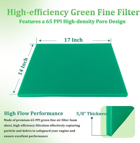 استبدال فلتر الهواء الرغوي لفلتر U-ni BF-1 BF1، 14 بوصة × 17 بوصة × 5/8 بوصة 65 نقطة في البوصة قابلة لإعادة الاستخدام، ورقة إسفنجية خضراء دقيقة قابلة لإعادة الاستخدام للدراجات النارية ATV Dirt Bike UTV معظم المحركات الصغيرة in Kuwait