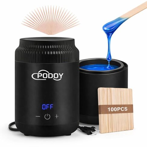 Podoy Mini Wax Pot Warmer for Hair Removal, Small Portable Digital Wax Melt Heater Machine for SPA Salon Brow Body Nose Hair Upper Lip Waxing with 100 Wax Sticks in Kuwait
