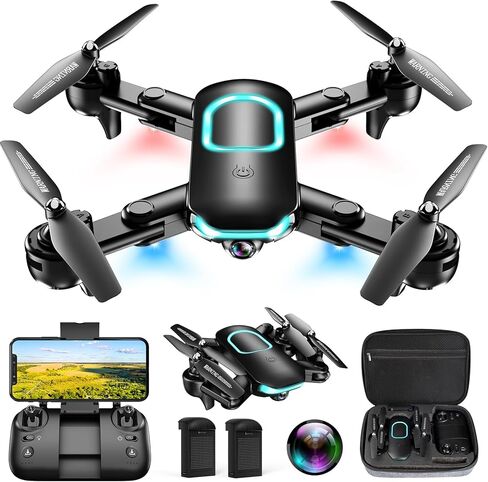 Drone with Camera - Foldable Drone for Begniners with 1080P FPV Camera, Upgrade Altitude Hold, Gestures Selfie, Waypoint Fly, Headless Mode, 3D Flip, One Key Start, 3 Speed Mode, Circle Fly, 2 Batteries in Saudi Arabia