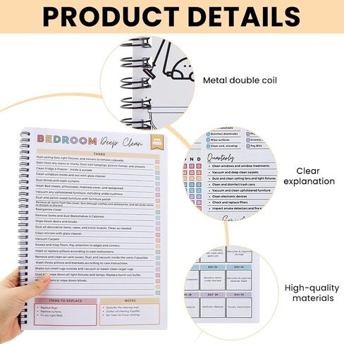 مخطط تنظيف ADHD، جدول التنظيف ومنظم قائمة المراجعة، خطة تنظيف منزلية قابلة للتحرير، مخطط تنظيف منزلي يومي وأسبوعي وشهري، تحسين المنزل بنفسك in Kuwait