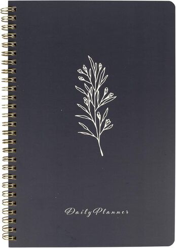 BLU MONACO | Grey Hourly Daily Planner 80 Days Undated | Daily Planner 2025-2026 Hourly Schedule | Spiral Botanical Business Work Organizer Notebook with Notes Section in Saudi Arabia