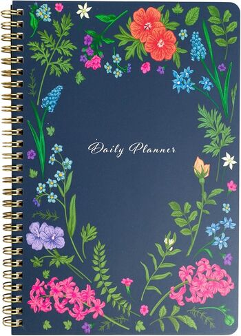 BLU MONACO | Grey Hourly Daily Planner 80 Days Undated | Daily Planner 2025-2026 Hourly Schedule | Spiral Botanical Business Work Organizer Notebook with Notes Section in Saudi Arabia