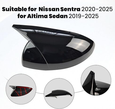 Door Side Mirror Cover Caps Fit for Nissan Altima 2019-2025 Fit for Nissan Sentra 2020-2025, Left and Right Rearview Mirror Cap Covers (Glossy Black) in Saudi Arabia