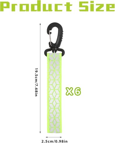 6Pcs Reflective Strips, Safety Reflector Pendants Reflective Pendants Safety Key Chains Reflective Tags Keyring for Backpack Clothes Wheelchair Cycling Walking Running(Green, Black, Orange) in Kuwait