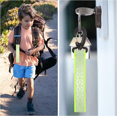 6Pcs Reflective Strips, Safety Reflector Pendants Reflective Pendants Safety Key Chains Reflective Tags Keyring for Backpack Clothes Wheelchair Cycling Walking Running(Green, Black, Orange) in Kuwait