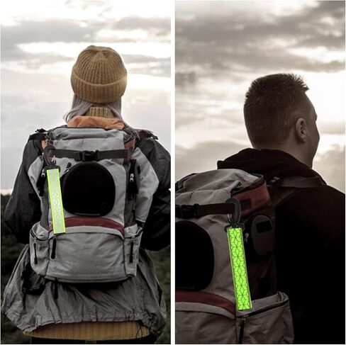 6Pcs Reflective Strips, Safety Reflector Pendants Reflective Pendants Safety Key Chains Reflective Tags Keyring for Backpack Clothes Wheelchair Cycling Walking Running(Green, Black, Orange) in Kuwait