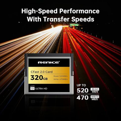 RENICE 640GB Professional CFast 2.0 Memory Card- up to 520MB/s Read Speed-6K HD Video Recording- for Photographers in Saudi Arabia