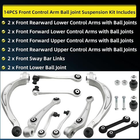 8K0407505A Front Upper and Lower Control Arm kit Fits For Audi A4 A5 S5 A6 A7 Q5 RS5 RS7 S4 S6 SQ5,14PCS Front Control Arm Ball joint Suspension Kit in Kuwait