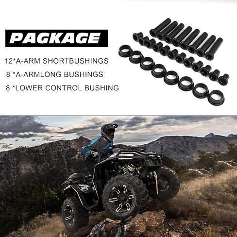 Complete 28-Piece Control Arm Bushing Kit (8 Lower + 20 A-Arm) - Compatible with 1996-2018 Polaris Sportsman 335 400 450 500 570 800, Replaces 5439270 5438895 in Kuwait