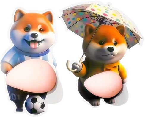 ملصق ثلاثي الأبعاد لبطن الكلب Shiba Inu، واقي جدار سدادة الباب، هادئ، مطاط ناعم للصدمات، جدار، مقابض الأبواب، باب الثلاجة، خزائن من التلف قطعتان (a(2PCS)) in Saudi Arabia