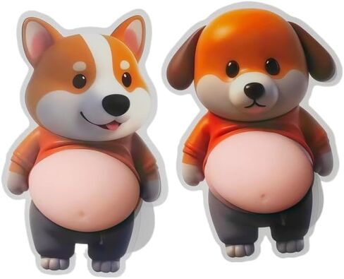 3D Shiba Inu Dog Belly Sticker,Door Stopper Wall Protector，Quiet, Shock Soft Rubber,Wall, Doorknobs, Refrigerator Door, Cabinets from Damage 2PCS (a(2PCS)) in Saudi Arabia