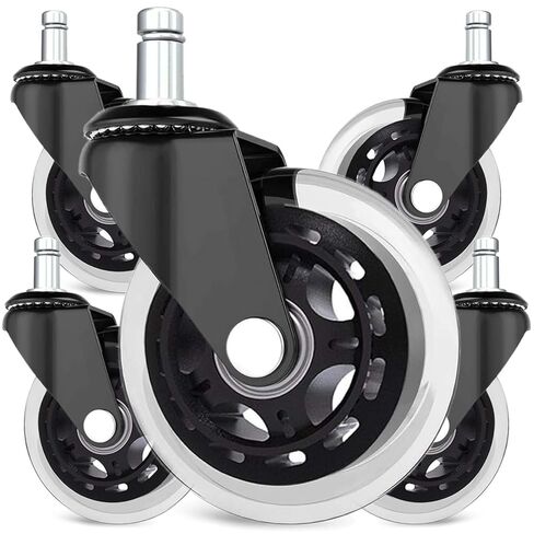 عجلات كراسي المكتب - عجلات مطاطية بديلة - عجلات مقاس 3 بوصات تناسب الجميع، عجلات كراسي شديدة التحمل، خالية من الضوضاء، تناسب 99% من الكراسي in Kuwait