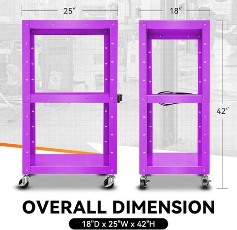 عربة عرض AV قابلة للتعديل بارتفاع Auto Dynasty مع شريط طاقة، عربات تخزين AV متدحرجة لجهاز عرض الفيديو والتلفزيون والطابعات وأجهزة الكمبيوتر المحمول، 4 عجلات، سلك 4 بوصات، 3 منافذ، 2 منافذ USB (أرجواني) in Kuwait