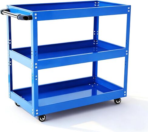 3 Tier Rolling Tool Cart with Wheel - Heavy Duty Metal Utility Shop Carts Organizer Mobile Tool Storage Service Small Work Cart for Maintenance Garage Mechanics Industrial in Saudi Arabia