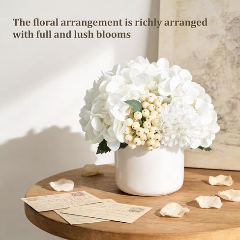 Dahey Hydrangea Artificial Flowers in Small Ceramic Vase, Fake Flower Floral Arrangements for Living Room Bathroom Dining Table Centerpice Wedding Party Spring Home Decor in Saudi Arabia