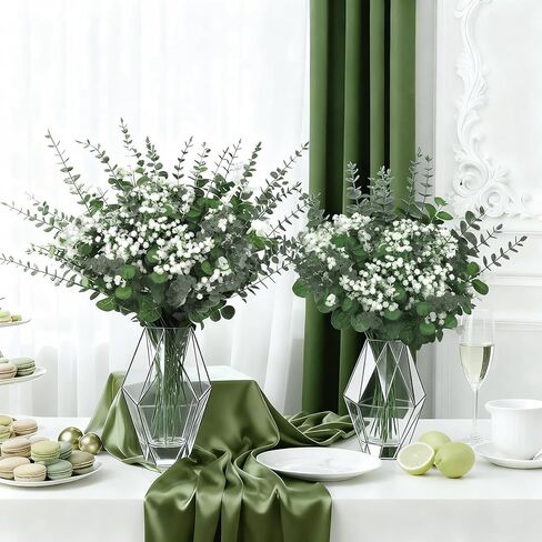 110pcs Mixed Faux Greenery: Real Touch Babys Breath Artificial Flowers Bulk, Eucalyptus Stems & Frosted Silver Dollar for Rustic Wedding Decor, Boho Farmhouse Table Centerpieces in Saudi Arabia