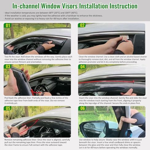 in Channel Window Rain Guards, Compatible with 2015-2024 Ford Edge, Slim in-Channel Style Smoke/Tinted Acrylic, 4PCS, Side Window Deflectors in Kuwait