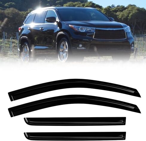 Window Rain Guards Compatible 2014-2019 Toyota Highlander 4PC Window Visors Vent Shade Deflector Tape On in Kuwait