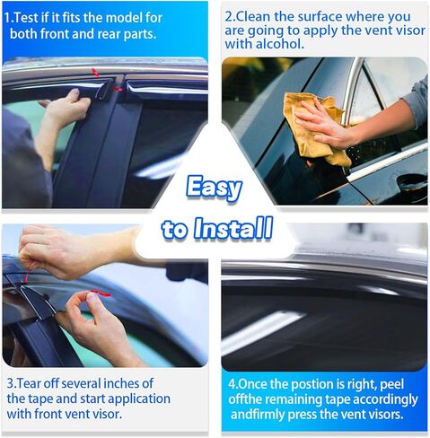 Window Rain Guards Compatible 2014-2019 Toyota Highlander 4PC Window Visors Vent Shade Deflector Tape On in Kuwait