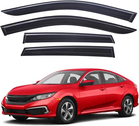 Lightronic Extra Durable Outside-Mount Off-Road Auto Vent Window Visors, Fits 2016-2021 Honda Civic (Sedan), UV Protection Rain Guards, Original Wind Deflectors, Smoke, 4-Pcs in Saudi Arabia