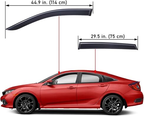 Lightronic Extra Durable Outside-Mount Off-Road Auto Vent Window Visors, Fits 2016-2021 Honda Civic (Sedan), UV Protection Rain Guards, Original Wind Deflectors, Smoke, 4-Pcs in Saudi Arabia