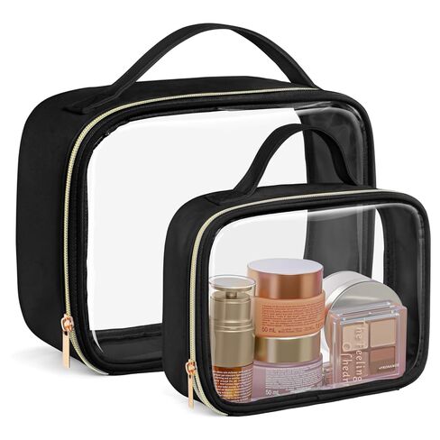 PACKISM TSA Approved Toiletry Bag - 180° Large Opening Clear Makeup Bags with Handle, Suitable for Gifts, Clear Toiletry Bags for Traveling Travel Essentials, Rose Pink in Kuwait